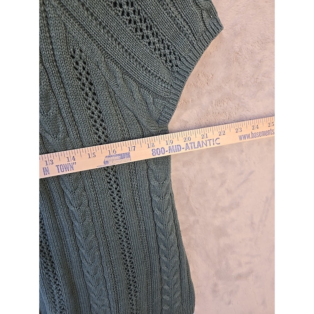 Sonoma Short Sleeve Open Front Cardigan Green Large 1 Button Sz XL - Picture 5 of 8